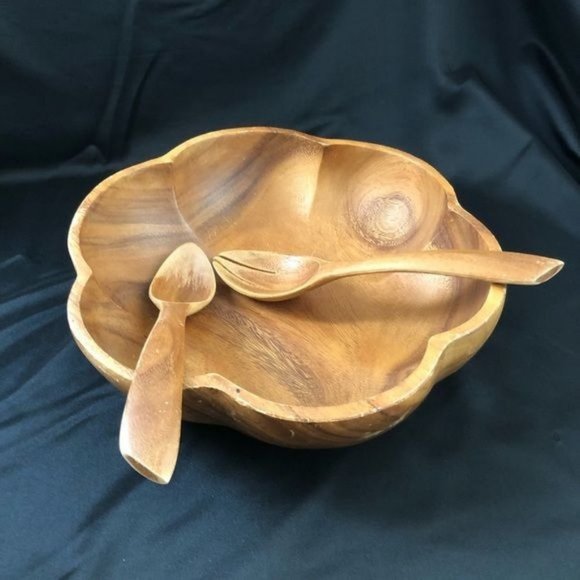Large Monkey Pod Salad Bowl VTG MCM - Picture 2 of 9
